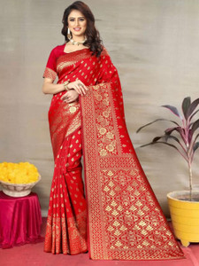 Pervas Woven, Self Design Kanjivaram Pure Silk, Cotton Silk Saree