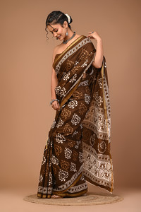 vaishnavi handicrafts Color Block, Floral Print, Printed Ikkat Pure Cotton Saree