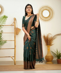 AVANTIKA FASHION Woven Kanjivaram Pure Silk, Art Silk Saree