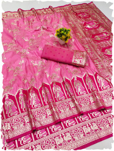 Vomira Woven Baluchari Silk Blend, Art Silk Saree