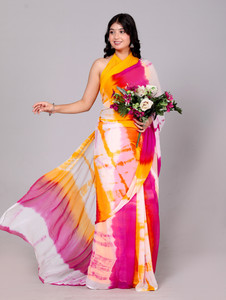 KHATRI AND SONS Self Design, Printed Leheria Chiffon, Georgette Saree