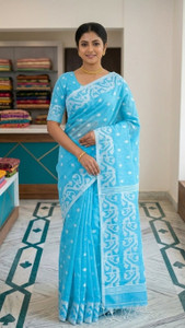 HouseOfMayna Printed Tant Pure Cotton Saree