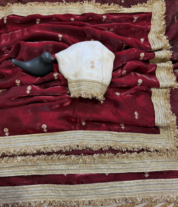 sadika Embroidered, Embellished Bollywood Tissue, Pure Silk Saree