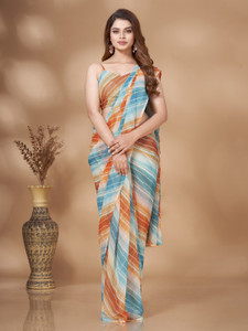 Ready To Wear By Tikhi Imli धारीदार बॉलीवुड जोर्जेट साड़ी