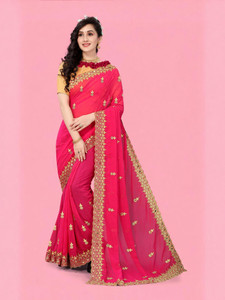 NETRA BOUTIQUE Embroidered Bollywood Georgette Saree