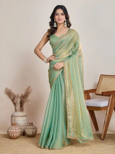 Drapevilla Solid/Plain Bollywood Silk Blend Saree
