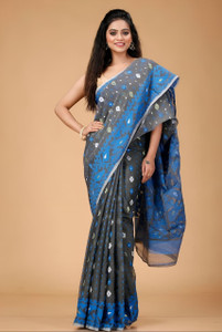TRANDE Woven Jamdani Cotton Silk Saree