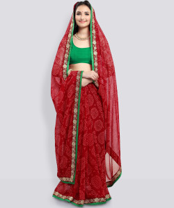 Jaanvi Fashion Printed Bandhani Chiffon Saree