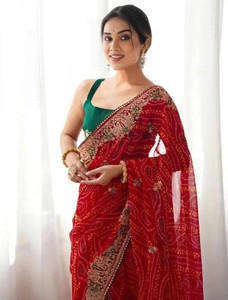 Sareezaa Printed Bandhani Georgette Saree