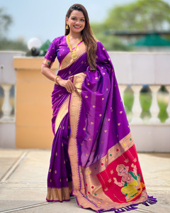 OFLINE SELECTION Woven Paithani Silk Blend Saree