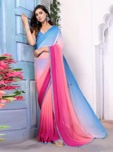 VIniVidi Printed, Ombre Daily Wear Georgette Saree