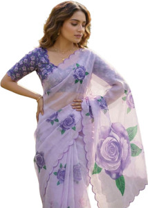 Krujha Digital Print Daily Wear Cotton Linen, Linen Saree