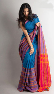 DHRITI FASHION सेल्फ डिज़ाइन हैंडलूम खादी साड़ी