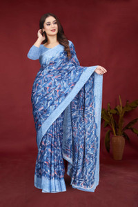 jihana fab Printed Kanjivaram Chiffon, Silk Blend Saree