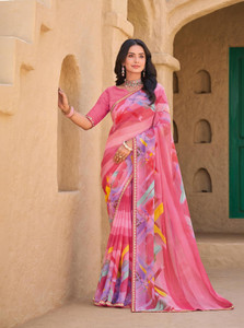Laxmipati sarees Printed, Geometric Print Bollywood Chiffon Saree