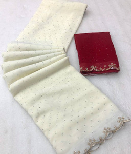 SILKORA Embellished, Embroidered, Woven, Solid/Plain Bollywood Georgette Saree