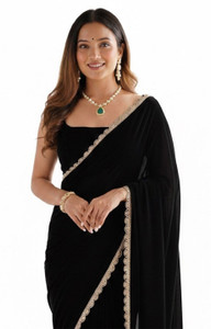 Shopaz Solid/Plain Pre Draped Saree Georgette Saree