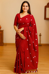 TARAMAACREATION Embroidered Handloom Handloom Pure Cotton Saree