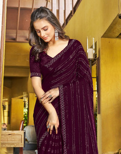 Samah Dyed, Embellished, Self Design Bollywood Chiffon, Georgette Saree