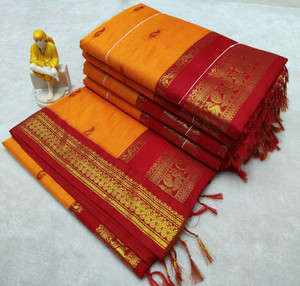 gadwal Self Design Kalamkari Cotton Silk Saree