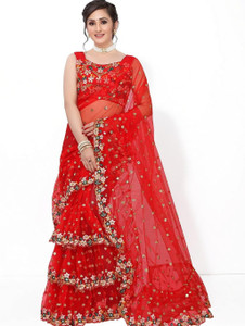 JATRIQQ Embroidered Bollywood Net Saree