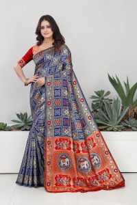 AV-KJLP Woven Patola Cotton Silk, Jacquard Saree