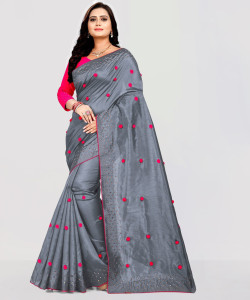 MM VENTURE Embroidered Bollywood Silk Blend Saree