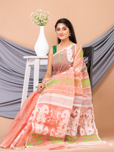 Ampata Soft dhakai Woven Jamdani Cotton Silk Saree