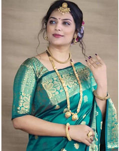 YASHIKA Printed, Self Design Banarasi Cotton Silk, Jacquard Saree