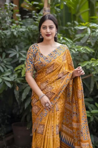 J6 Designers प्रिंटेड पटोला सिल्क ब्लेंड साड़ी