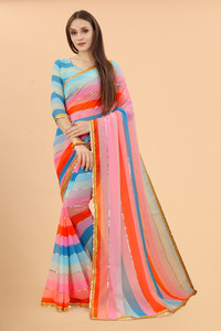 Qyra Digital Print Leheria Georgette Saree