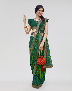 Nirvaan Printed Daily Wear Georgette, Lace Saree