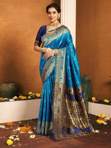 Houri Fab Woven Banarasi Pure Silk, Jacquard Saree