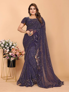 miracletex Self Design Bollywood Net Saree