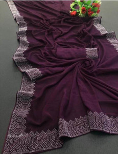 KEYU FASHION Embellished, Woven Bollywood Georgette Saree