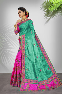 vaidehicreation Embellished Bollywood Net, Art Silk Saree