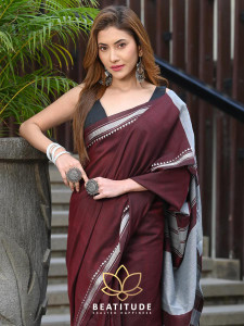 TWIRL बुना हुआ हैंडलूम प्योर कॉटन साड़ी