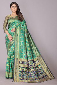FINE WEAR Woven Patola Cotton Silk, Jacquard Saree