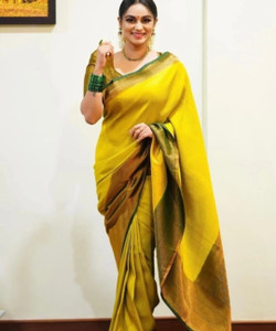 Heer Enterprise Woven Kanjivaram Art Silk, Jacquard Saree