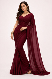 S STUDIOS Solid/Plain Daily Wear Georgette Saree