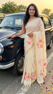 TARVENI Floral Print, Printed Daily Wear Georgette Saree