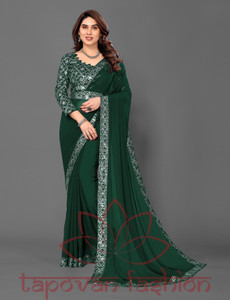 tapovan fashion Solid/Plain Bollywood Chiffon Saree