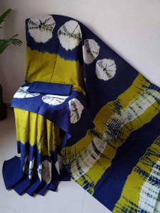 vaishnavi handicrafts Blocked Printed, Color Block, Floral Print, Printed Ikkat Pure Cotton Saree