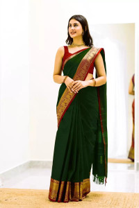 WEYLIN Woven Kanjivaram Jacquard, Pure Silk Saree
