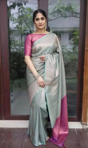 Heer Enterprise Woven Kanjivaram Jacquard, Art Silk Saree