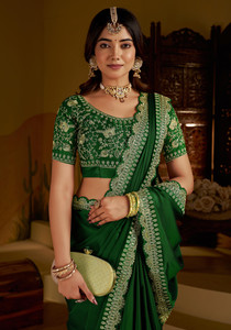 GRUHNAREE Embroidered Bollywood Art Silk Saree