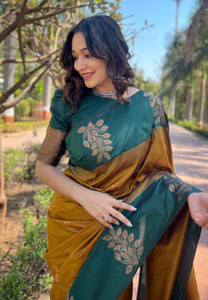 ZILVIRA Woven Kanjivaram Pure Silk, Jacquard Saree