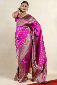 SUBHAM Woven, Embellished Kanjivaram Silk Blend Saree