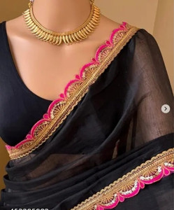 SARETRA MALL Solid/Plain Bollywood Georgette Saree
