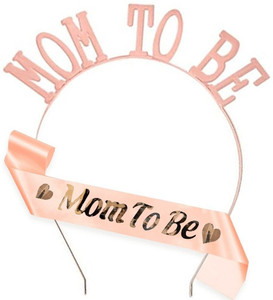 PopTheParty Baby Shower Mom To Be Satin Sash Tiara Headband Set Gender Reveal Party Supplies